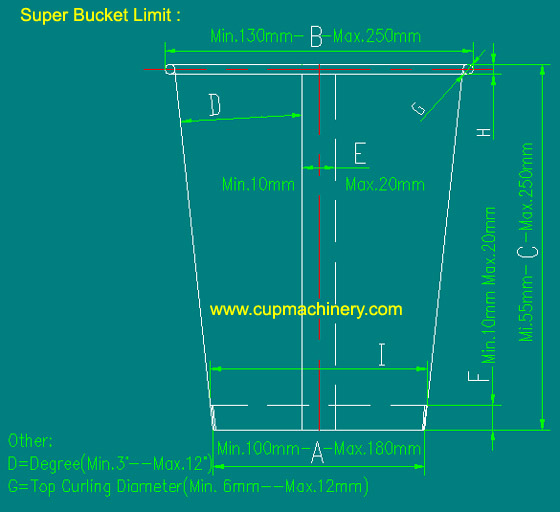 paper bucket dimensions